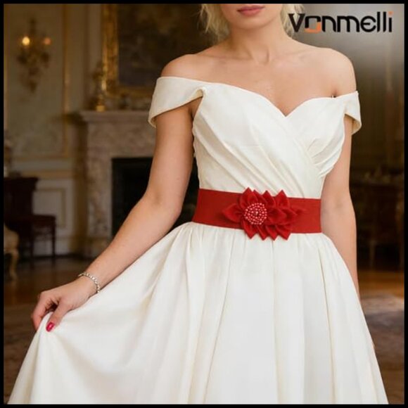 Wide Elastic Belt with Flower Pearl Decoration Stretchy Snap Closure main image 5